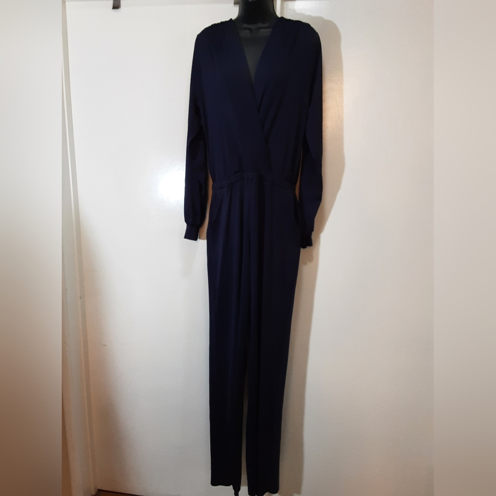 Classic Navy Long-Sleeve Jumpsuit